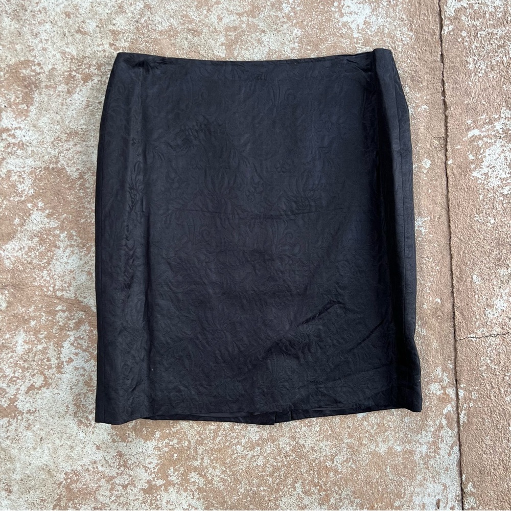 Vtg 90s Embossed Skirt Mini Sz 10 Blk Floral Wool Silk Blend Witchy Whimsi Goth